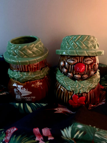 Holiday Tiki Farm Coconut Snowman logo tiki mug